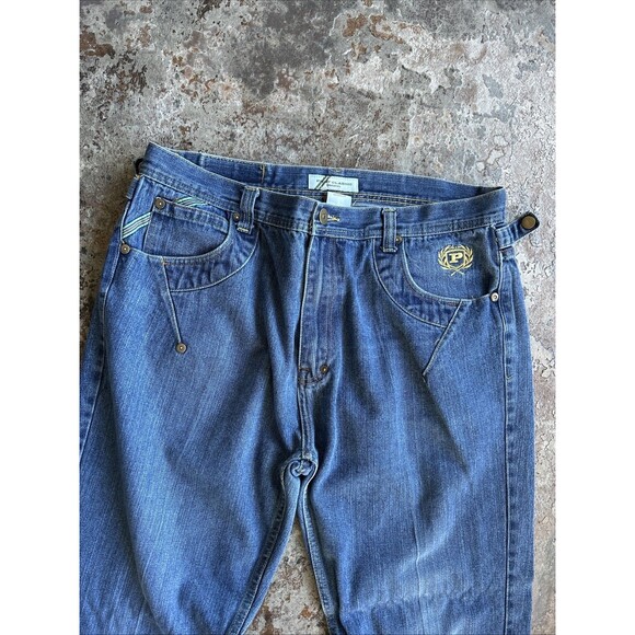 Phat Farm Jeans Mens 38x32 Blue Denim Wide Leg Big Loose Fit Baggy Hip Hop Y2K - Picture 1 of 9